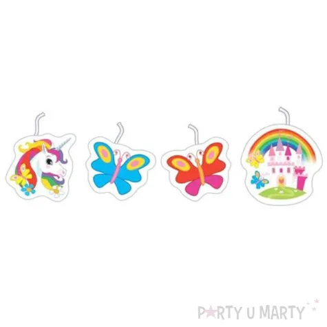 swieczki na tort jednorozec motyle amscan 4 szt