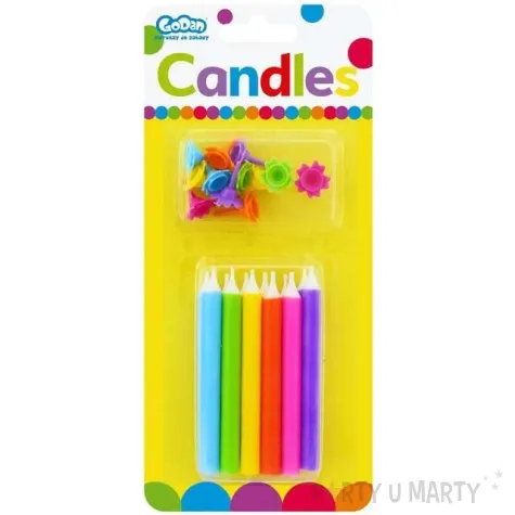 swieczki na tort kolorowe mix godan 12 szt