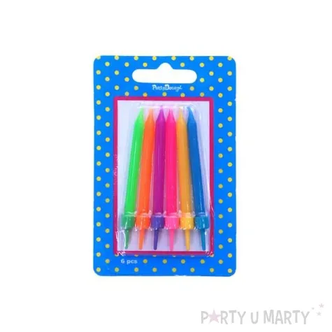swieczki na tort kolorowe mix partydeco 6 szt