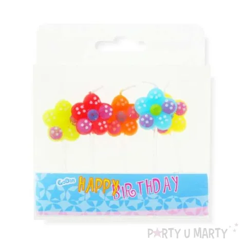 swieczki na tort kwiatki w kropeczki godan 5 szt