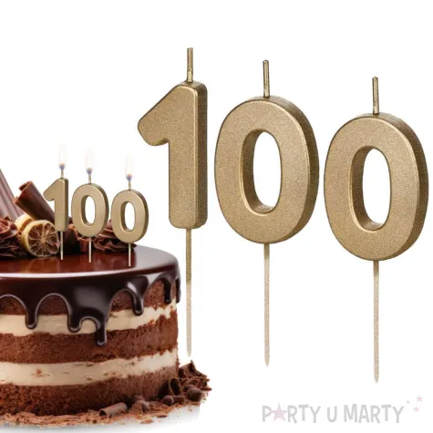 swieczki na tort liczba 100 zloty 4 5 cm 2 szt