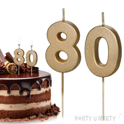 swieczki na tort liczba 80 zloty 4 5 cm 2 szt