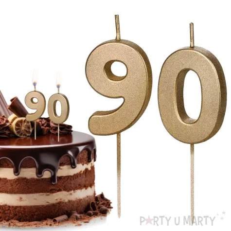 swieczki na tort liczba 90 zloty 4 5 cm 2 szt