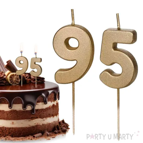swieczki na tort liczba 95 zloty 4 5 cm 2 szt