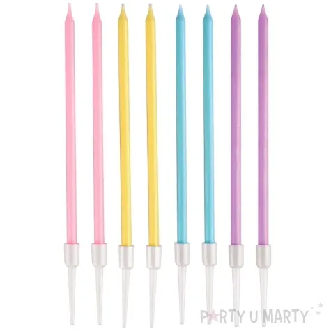 swieczki na tort makaronikowe pastelowe mix godan 8 szt