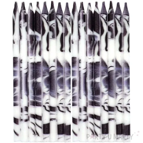 swieczki na tort marmurkowe czarny folat 10 cm 24 szt