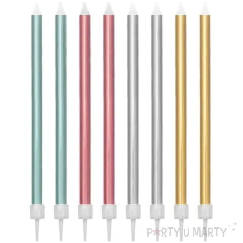swieczki na tort metaliczne mix dekora 9 cm 16 szt