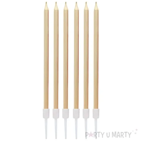 swieczki na tort metaliczne zlote godan 13 5cm 6 szt