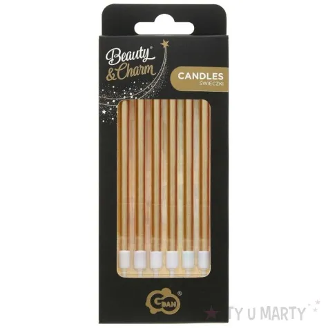 swieczki na tort metaliczne zlote godan 13 5cm 6 szt
