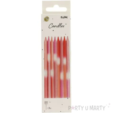 swieczki na tort neonowe ombre czerwony folat 24 szt