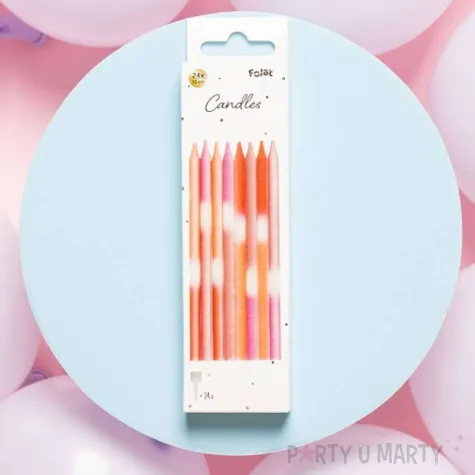 swieczki na tort neonowe ombre czerwony folat 24 szt