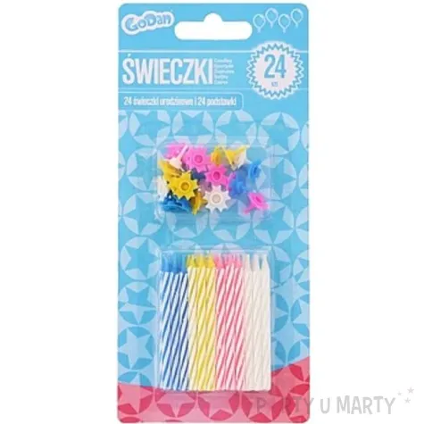 swieczki na tort paski mix godan 6 cm 24 szt