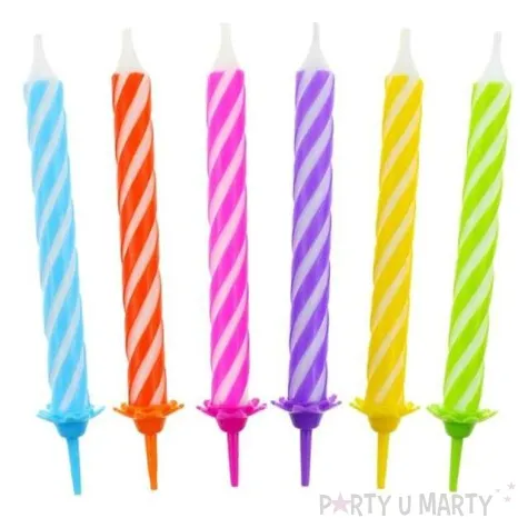 swieczki na tort paski mix godan 8 cm 12 szt