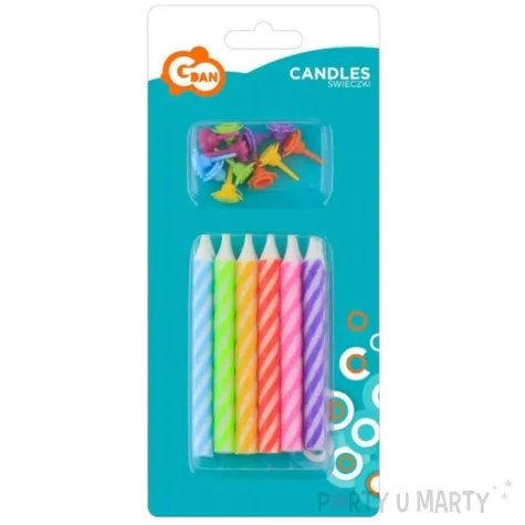 swieczki na tort paski mix godan 8 cm 12 szt