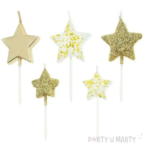 swieczki na tort pikery gwiazdki zlote partypal 5 szt