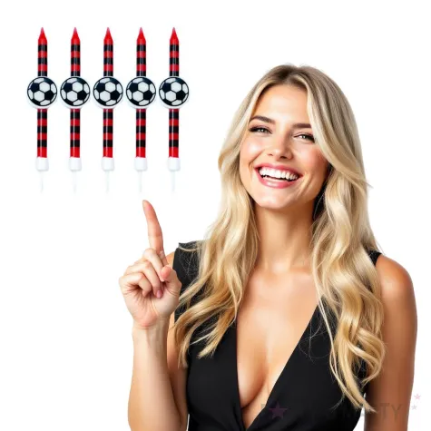 swieczki na tort pilka nozna czerwone givi 5 szt