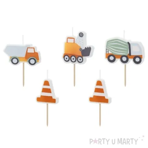 swieczki na tort pojazdy budowlane partydeco 4 5 cm 5 szt