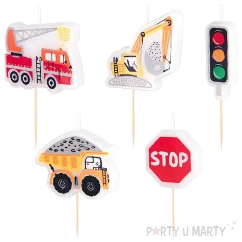 swieczki na tort pojazdy stop mix partypal 3 4 cm 5 szt