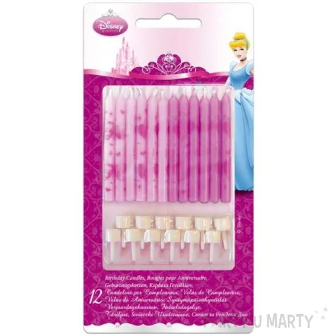 swieczki na tort princess rozowe procos 12 szt