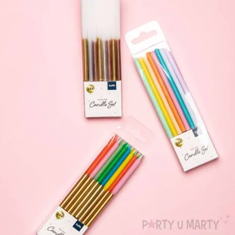 swieczki na tort retro metalic mix folat 10 cm 24 szt