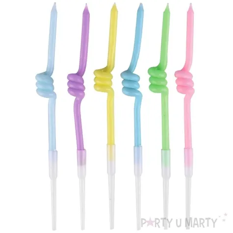 swieczki na tort spirale makaronikowe pastelowe mix godan 6 szt