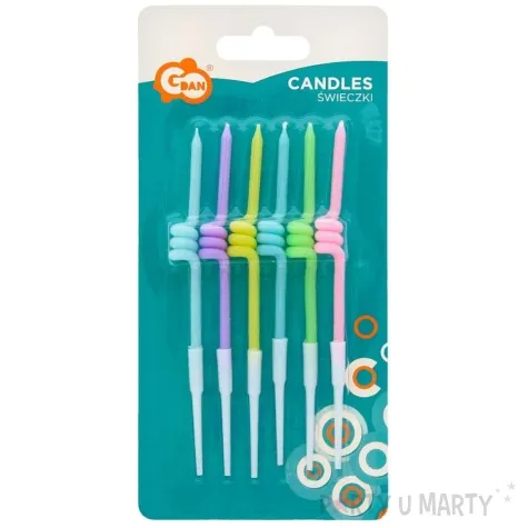 swieczki na tort spirale makaronikowe pastelowe mix godan 6 szt