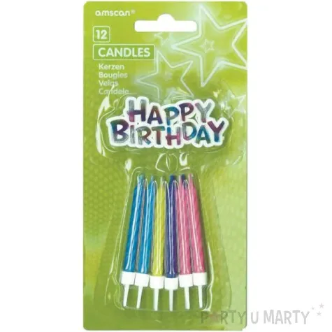 swieczki na tort spiralne mix amscan 12 szt