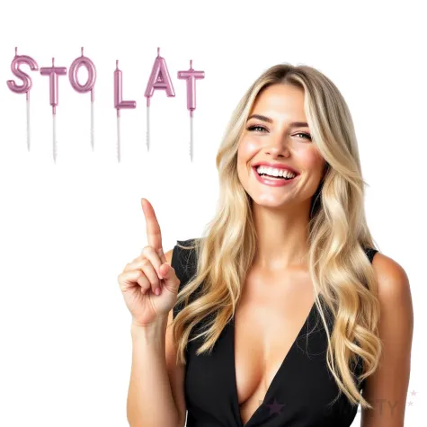 swieczki na tort sto lat rozowe zloto partypal 6 szt