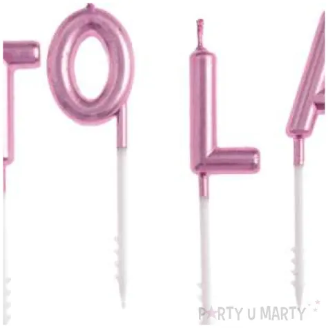 swieczki na tort sto lat rozowe zloto partypal 6 szt