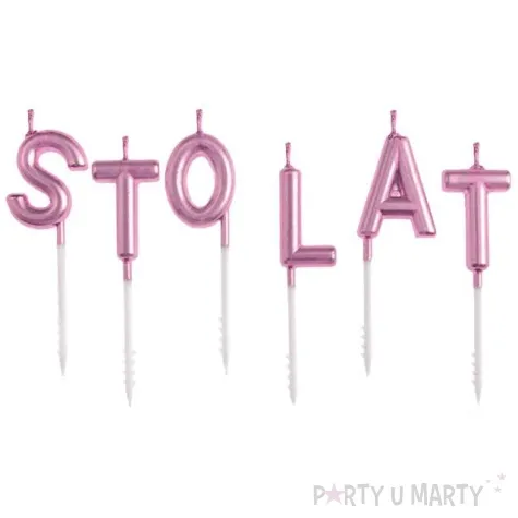 swieczki na tort sto lat rozowe zloto partypal 6 szt