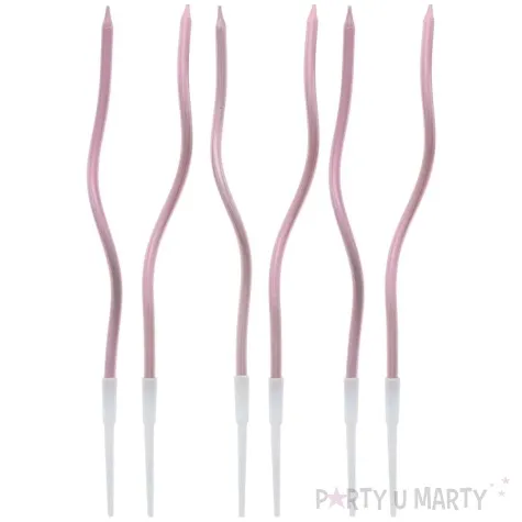 swieczki na tort swiderki metaliczne rozowe zloto godan 6 szt