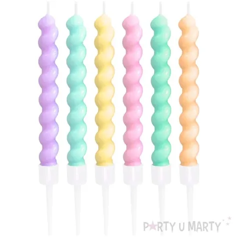 swieczki na tort swiderki pastelowa kompozycja mix partypal 7 5 cm 6 szt