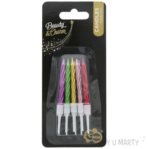 swieczki na tort twister metaliczne mix godan 10 szt