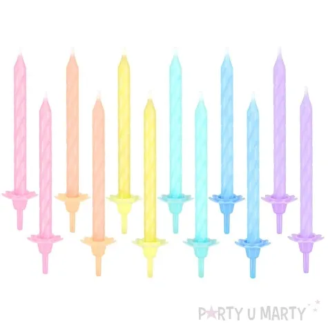swieczki na tort twister pastel mix partypal 12 szt
