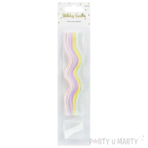 swieczki na tort zakrecone mix partydeco 8 szt