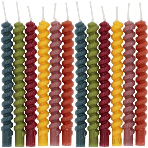 swieczki na tort zakrecone pastelowe ciemne mix folat 12 szt