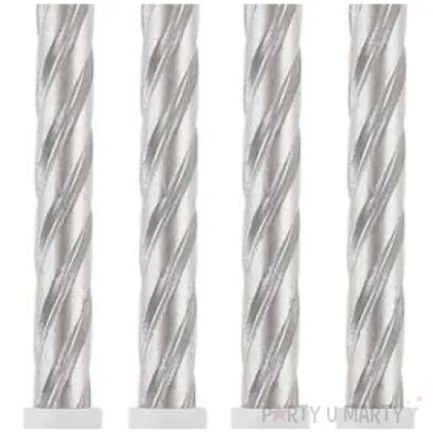 swieczki na tort zakrecone srebrne godan 8 cm 12 szt