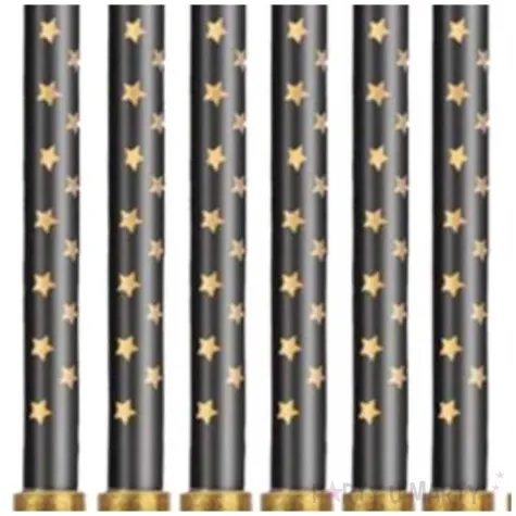 swieczki na tort zlote gwiazdki czarne partypal 12 szt