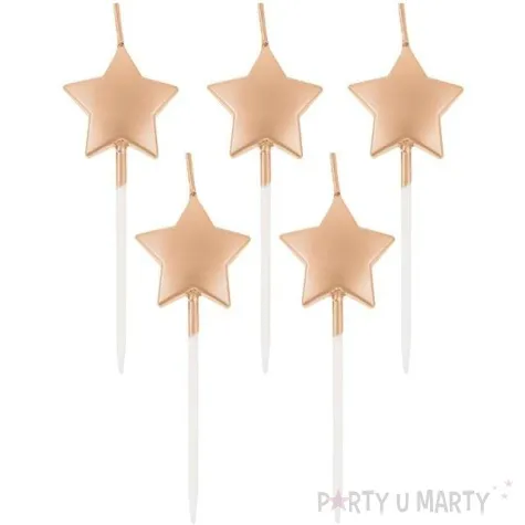 swieczki pikery gwiazdki rozowo zlote metaliczne godan 5 szt