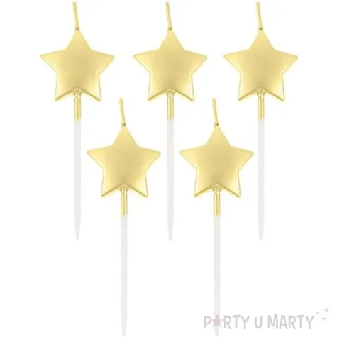 swieczki pikery gwiazdki zlote metaliczne godan 5 szt