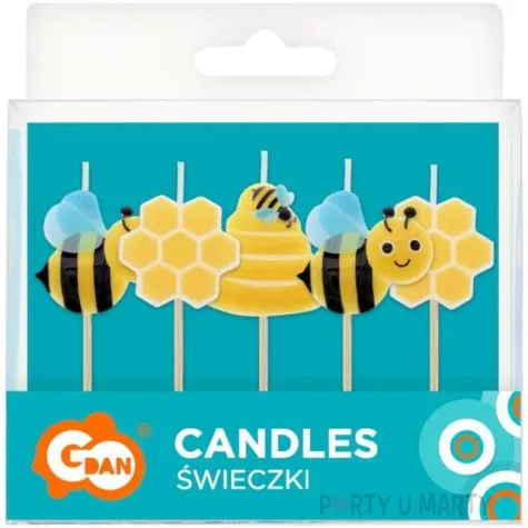 swieczki pikery pszczolki plastry miodu zolte godan 7 5 cm 5 szt