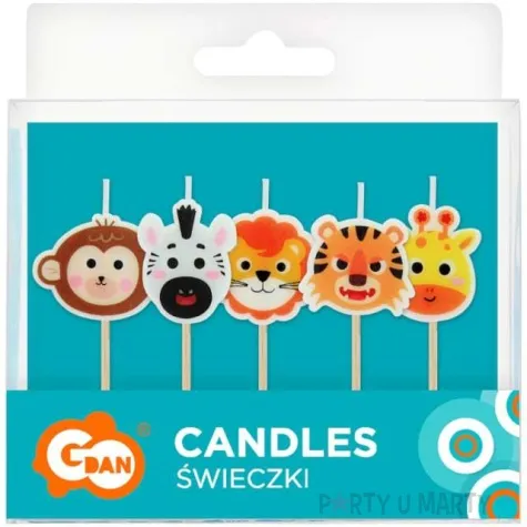 swieczki pikery zwierzeta safari mix godan 7 cm 5 szt
