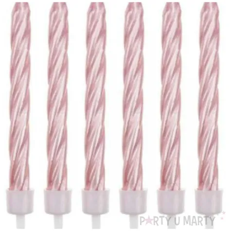 swieczki tortowe spiralne rozowe 6cm godan 12 szt