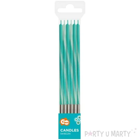 swieczki urodzinowe candy turkusowy godan 15 cm 6 szt