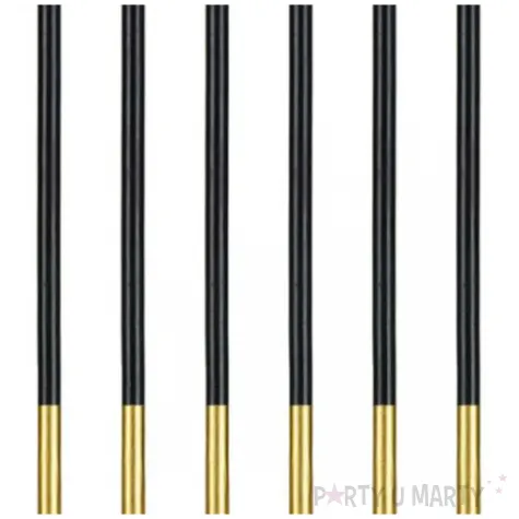 swieczki urodzinowe glamour czarny zloty partydeco 14 cm 12 szt