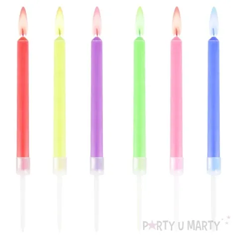swieczki urodzinowe kolorowy plomien partypal 6 cm 6 szt