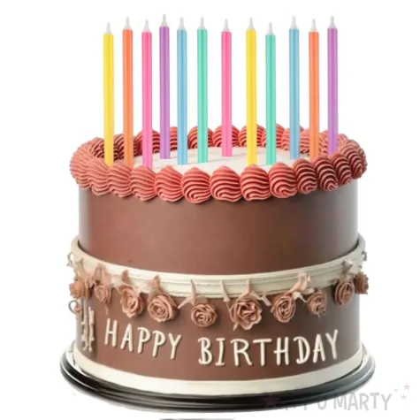 swieczki urodzinowe na tort jumbo neonowe dekoracja na urodziny godan 12 szt