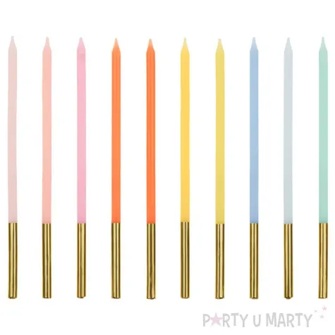swieczki urodzinowe pastelowy mix partydeco 14 cm 10 szt