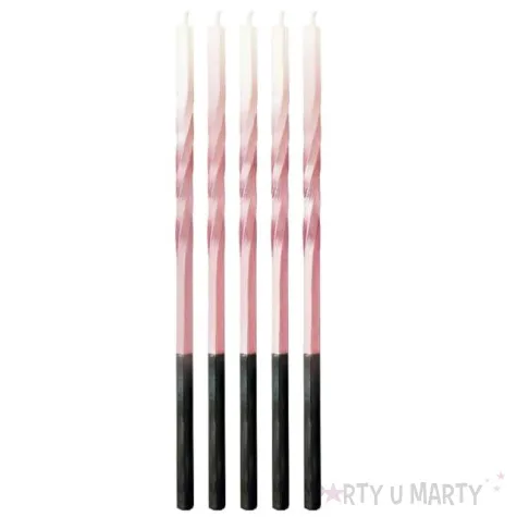 swieczki urodzinowe swiderki ombre rozowo biale godan 5 szt