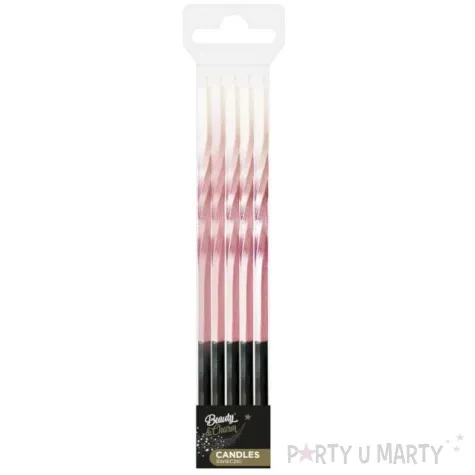swieczki urodzinowe swiderki ombre rozowo biale godan 5 szt